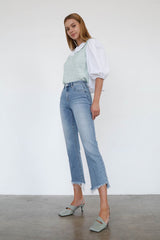 High Rise Crop Boot Cut Jeans