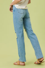 High Rise Regular Fit Distressed Wide Leg Jeans