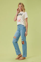 High Rise Regular Fit Distressed Wide Leg Jeans