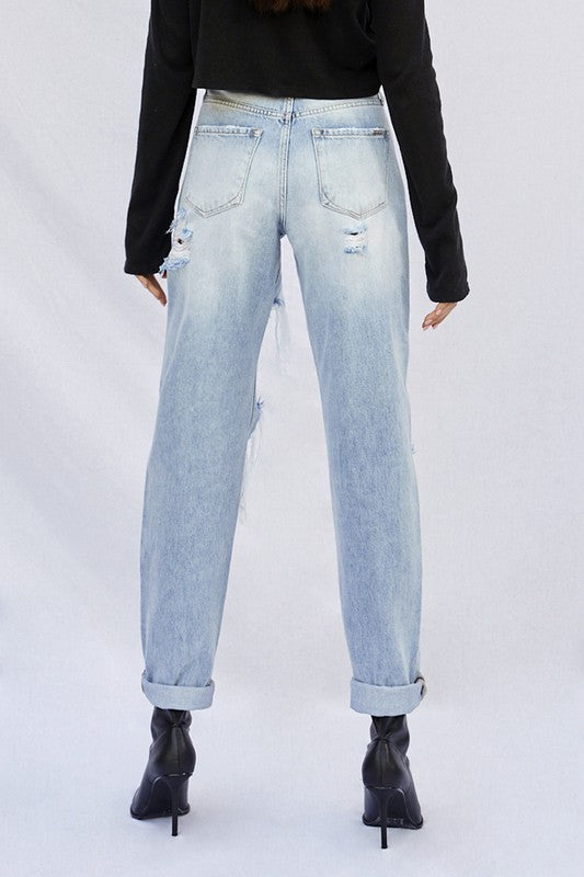 Ripped Baggy Light Wash Denim Jeans