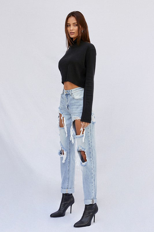 Ripped Baggy Light Wash Denim Jeans