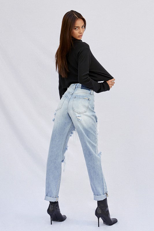 Ripped Baggy Light Wash Denim Jeans