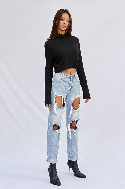 Ripped Baggy Light Wash Denim Jeans