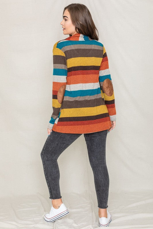 Stripe Elbow Patch Cardigan king-general-store-5710.myshopify.com