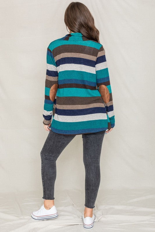 Stripe Elbow Patch Cardigan king-general-store-5710.myshopify.com