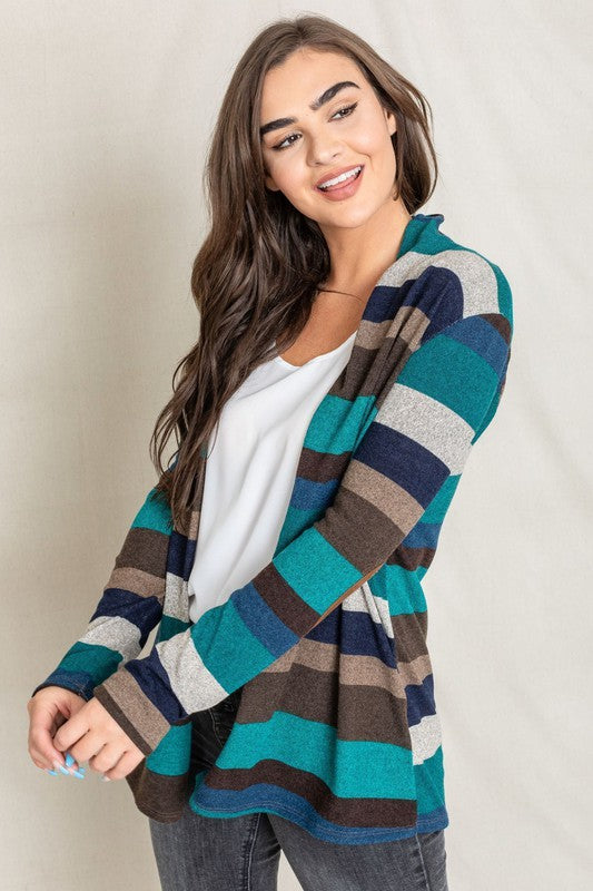 Striped Elbow Patch Cardigan king-general-store-5710.myshopify.com