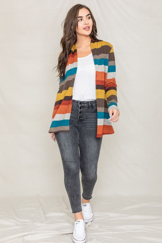 Striped Elbow Patch Cardigan king-general-store-5710.myshopify.com