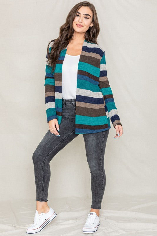 Striped Elbow Patch Cardigan king-general-store-5710.myshopify.com