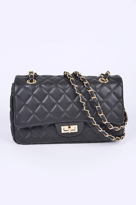 Quilted Turn Lock Convertible Shoulder Bag