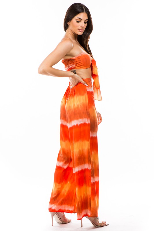 Orange Multi Multi Crop Top Pant Set king-general-store-5710.myshopify.com