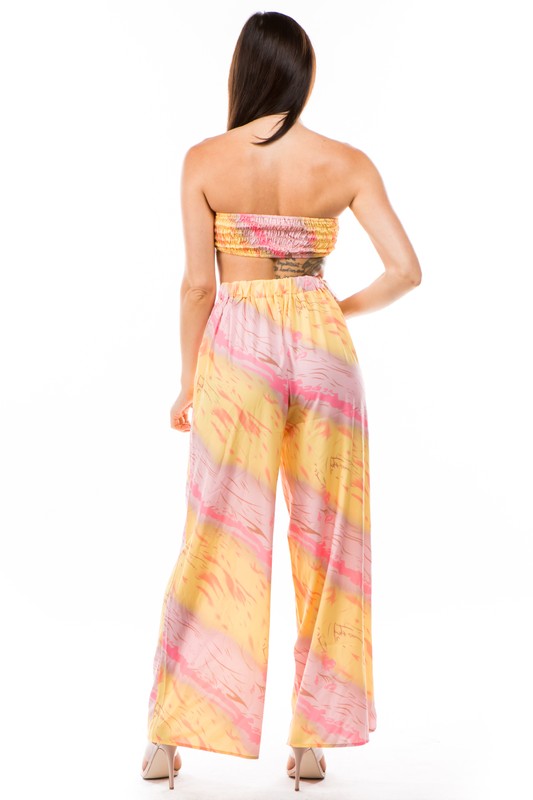 Yellow Multi Crop Top Pant Set king-general-store-5710.myshopify.com