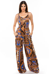 Blue Floral Scoop Back Pant Style Jumpsuit king-general-store-5710.myshopify.com