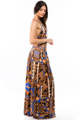 Blue Floral Scoop Back Pant Style Jumpsuit king-general-store-5710.myshopify.com