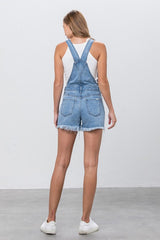 Medium Wash Denim Overall Shorts