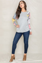 Long Sleeve Patchwork Tunic Top