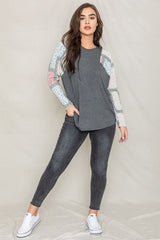 Long Sleeve Patchwork Tunic Top