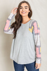 Long Sleeve Patchwork Tunic Top