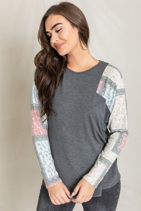 Long Sleeve Patchwork Tunic Top