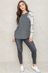 Long Sleeve Patchwork Tunic Top