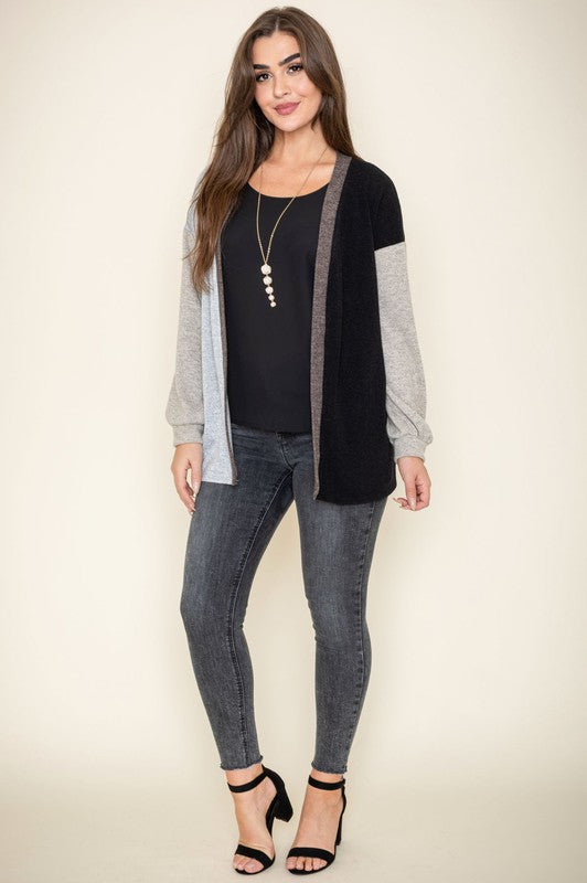 Plus Color Block Knit Cardigan king-general-store-5710.myshopify.com