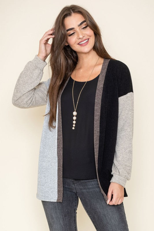 Plus Color Block Knit Cardigan king-general-store-5710.myshopify.com