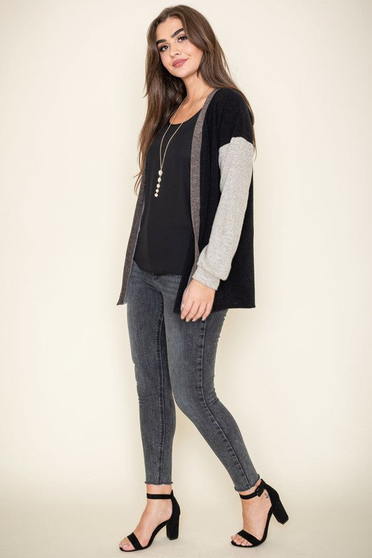 Plus Color Block Knit Cardigan king-general-store-5710.myshopify.com