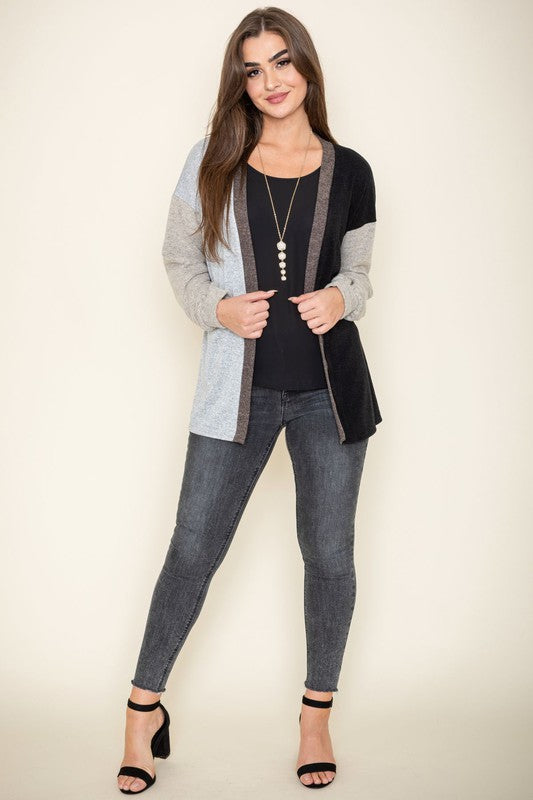 Plus Color Block Knit Cardigan king-general-store-5710.myshopify.com