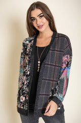 Mix Fabric Open Cardigan king-general-store-5710.myshopify.com