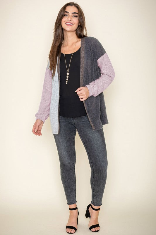 Plus Color Block Knit Cardigan king-general-store-5710.myshopify.com