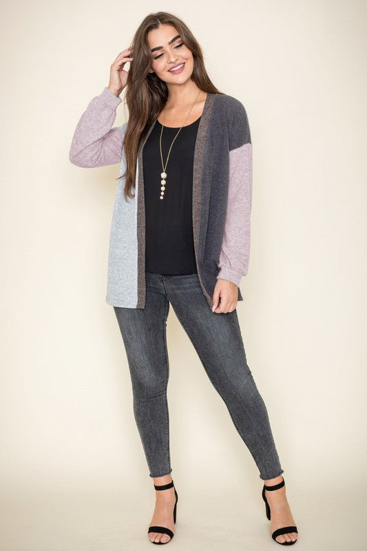 Plus Color Block Knit Cardigan king-general-store-5710.myshopify.com