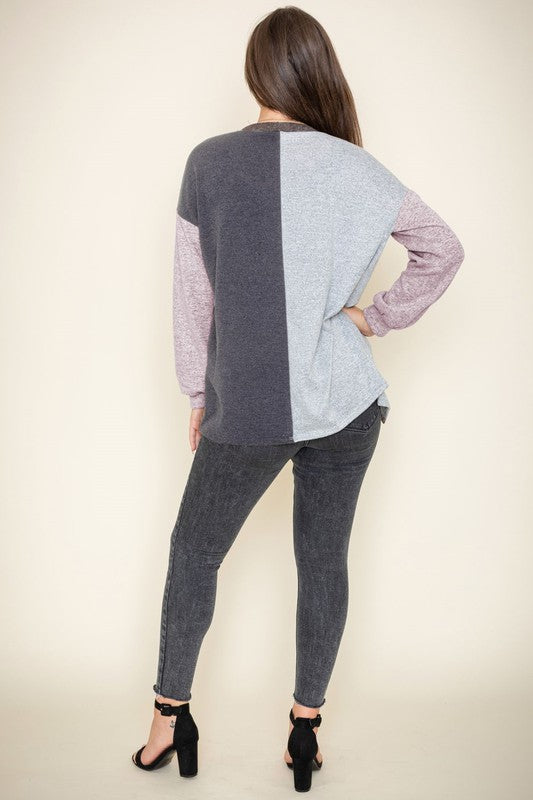 Plus Color Block Knit Cardigan king-general-store-5710.myshopify.com