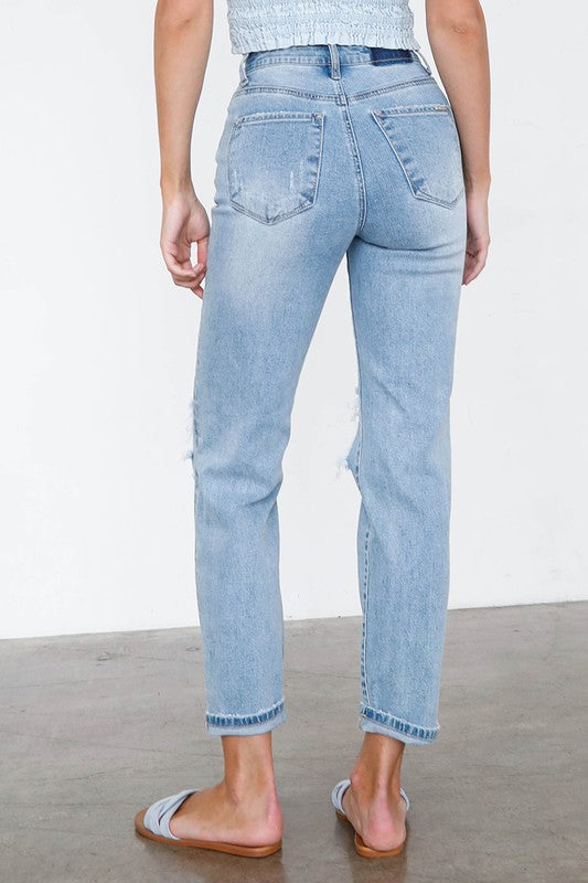 Light Wash High Waist Mom Style Denim Jeans