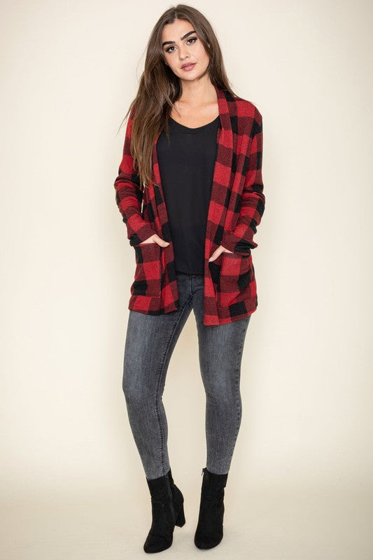 Checkered Elbow Patch Cardigan king-general-store-5710.myshopify.com