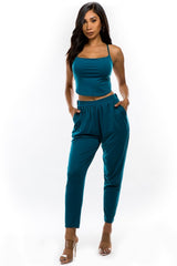 Teal Cami Top Pant Set king-general-store-5710.myshopify.com