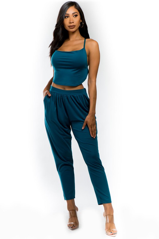 Teal Cami Top Pant Set king-general-store-5710.myshopify.com