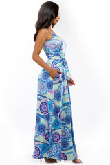 Blue Multi Print Maxi Dress king-general-store-5710.myshopify.com