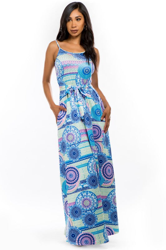 Blue Multi Print Maxi Dress king-general-store-5710.myshopify.com