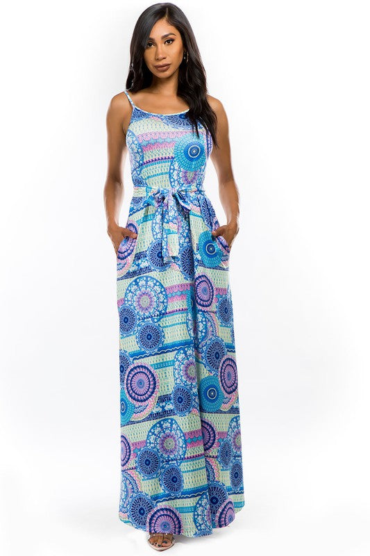 Blue Multi Print Maxi Dress king-general-store-5710.myshopify.com