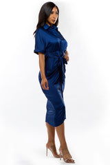 Navy Shirt Style Maxi Dress king-general-store-5710.myshopify.com