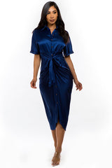 Navy Shirt Style Maxi Dress king-general-store-5710.myshopify.com