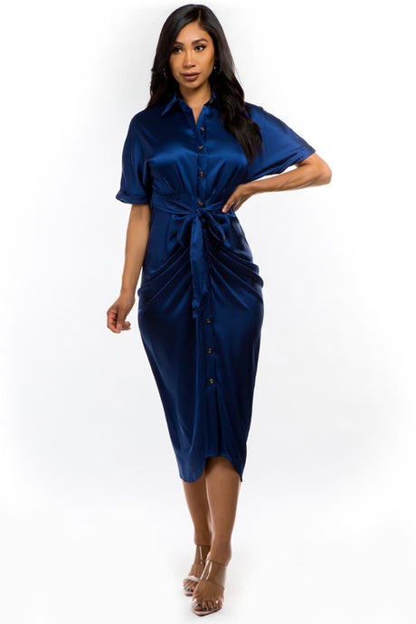 Navy Shirt Style Maxi Dress king-general-store-5710.myshopify.com