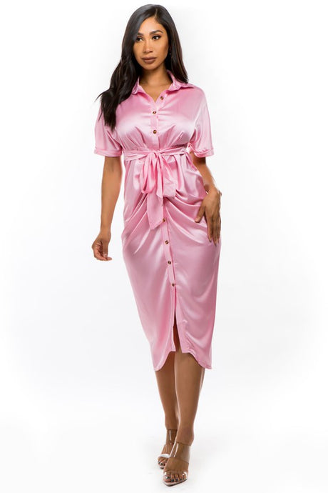 Pink Shirt Style Maxi Dress king-general-store-5710.myshopify.com