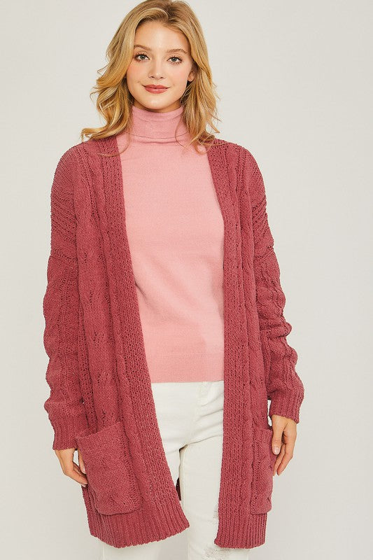 Chenille Cable Knit Oversized Open Front Cardigan king-general-store-5710.myshopify.com