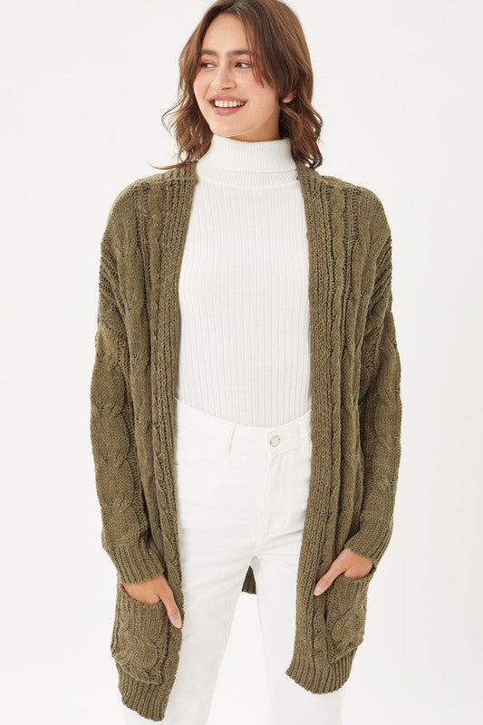 Chenille Cable Knit Oversized Open Front Cardigan king-general-store-5710.myshopify.com