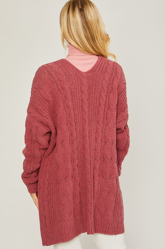 Chenille Cable Knit Oversized Open Front Cardigan king-general-store-5710.myshopify.com