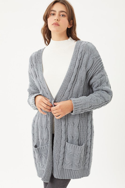 Chenille Cable Knit Oversized Open Front Cardigan king-general-store-5710.myshopify.com