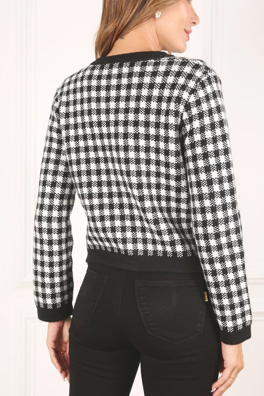 Black Check Knitted Jacket king-general-store-5710.myshopify.com