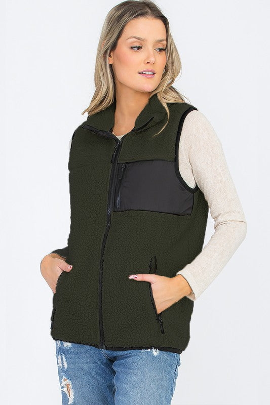 Sherpa Fleece Jacket Vest king-general-store-5710.myshopify.com