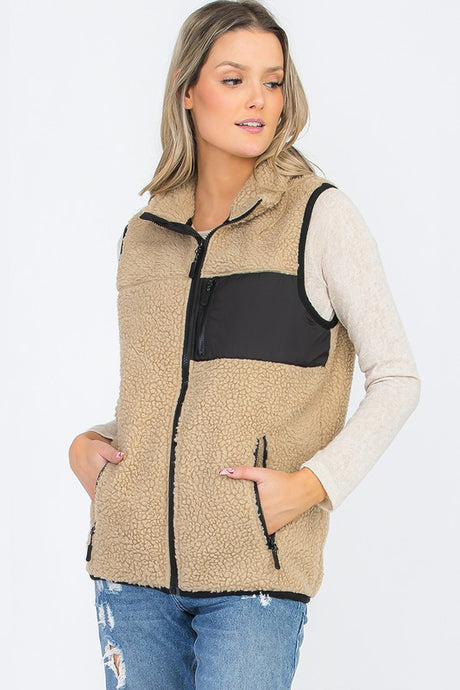 Sherpa Fleece Jacket Vest king-general-store-5710.myshopify.com