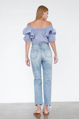 Light Wash Denim High Rise Mom Jeans